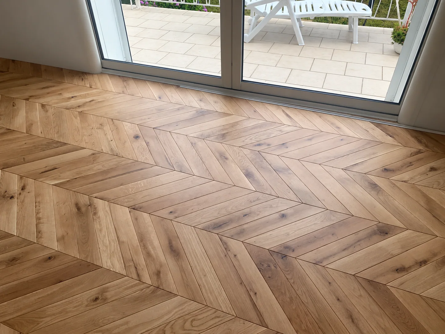 Pose de parquet en chevrons