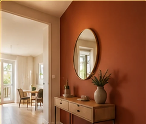 Illustration d'un mur terracotta dans une entrée